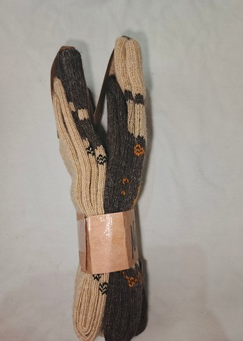 Alpaka yünlü desenli 2 li midi çorap - Görsel 2