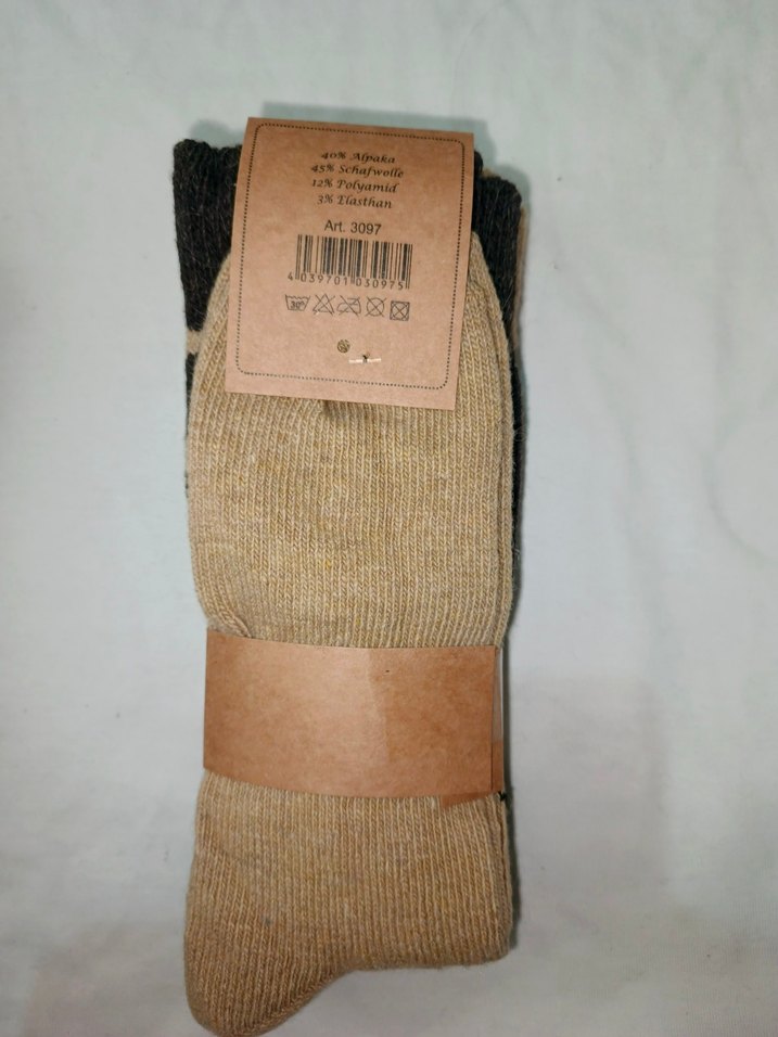 Alpaka yünlü desenli 2 li midi çorap - Görsel 3