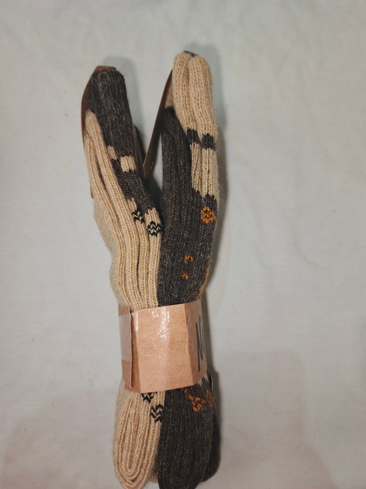 Alpaka yünlü desenli 2 li midi çorap - Görsel 2