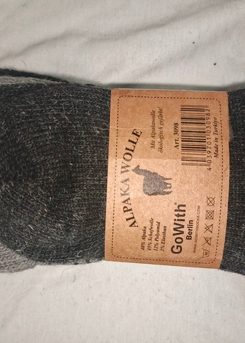 Gri Alpaka 2 li Yün Erkek Çorap - Görsel 3