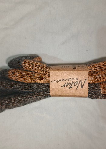 Alpaka Wolle Erkek Kahverengi Midi Çorap - Görsel 3