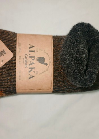 Alpaka Wolle Erkek Kahverengi Midi Çorap - Görsel 4