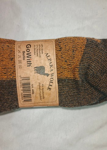 Alpaka Wolle Erkek Kahverengi Midi Çorap - Görsel 2