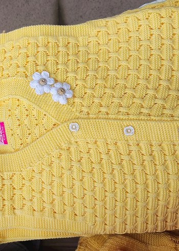 Renkli Nakışlı Mavi Kız Çocuk Triko Yelek - Görsel 2