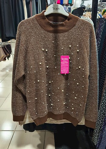 Yeşil Nakışlı Mini Triko Kazak - Görsel 3