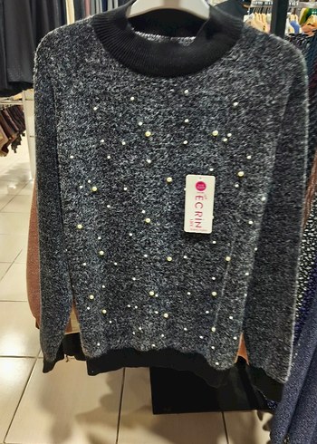 Yeşil Nakışlı Mini Triko Kazak - Görsel 5