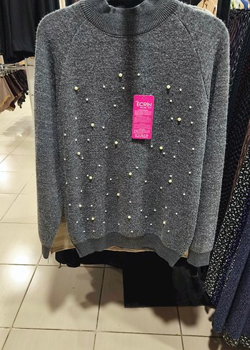 Yeşil Nakışlı Mini Triko Kazak - Görsel 4