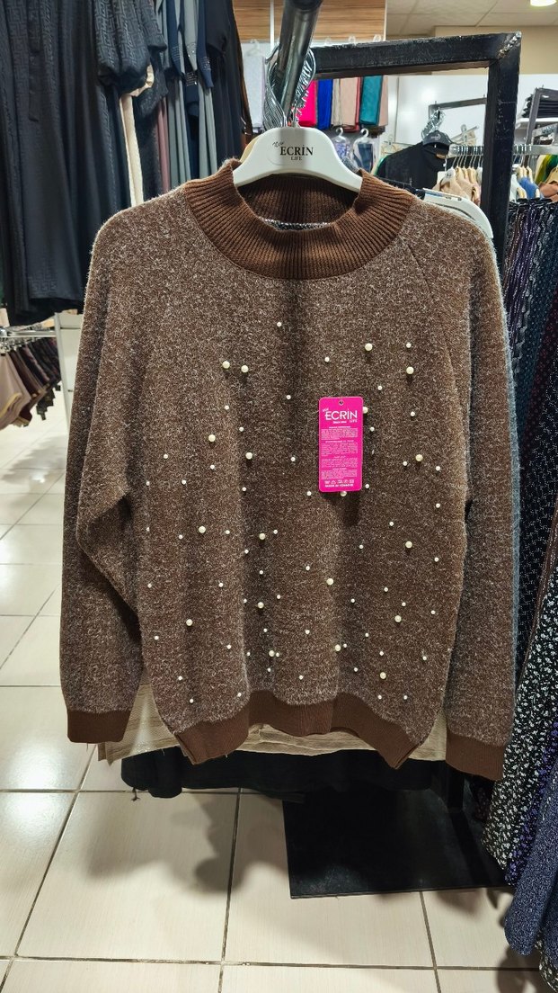 Yeşil Nakışlı Mini Triko Kazak - Görsel 3