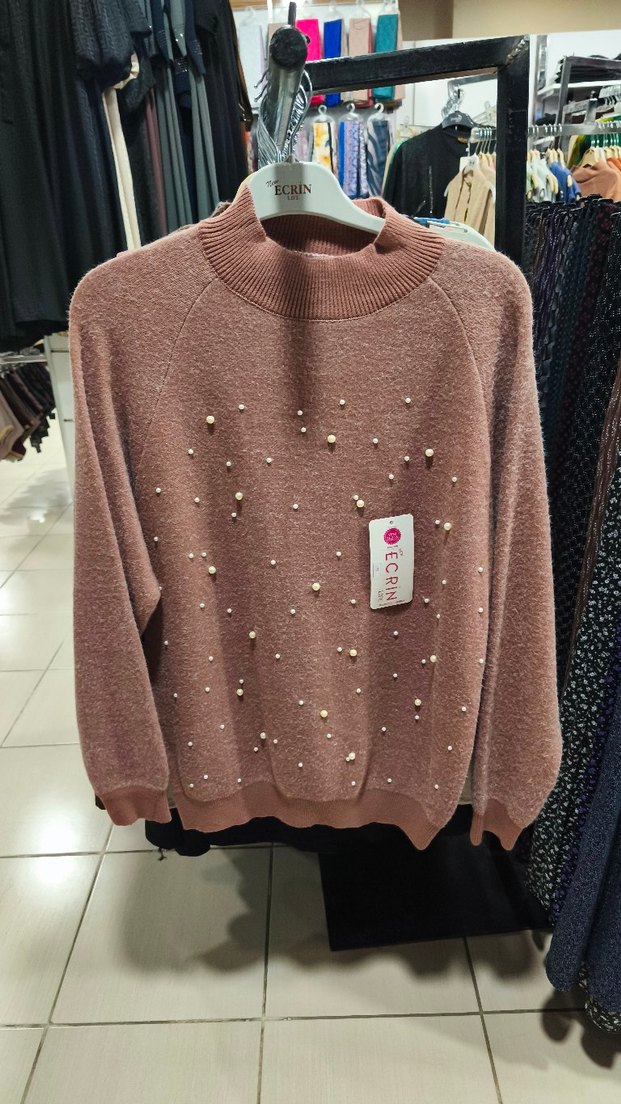 Yeşil Nakışlı Mini Triko Kazak - Görsel 2