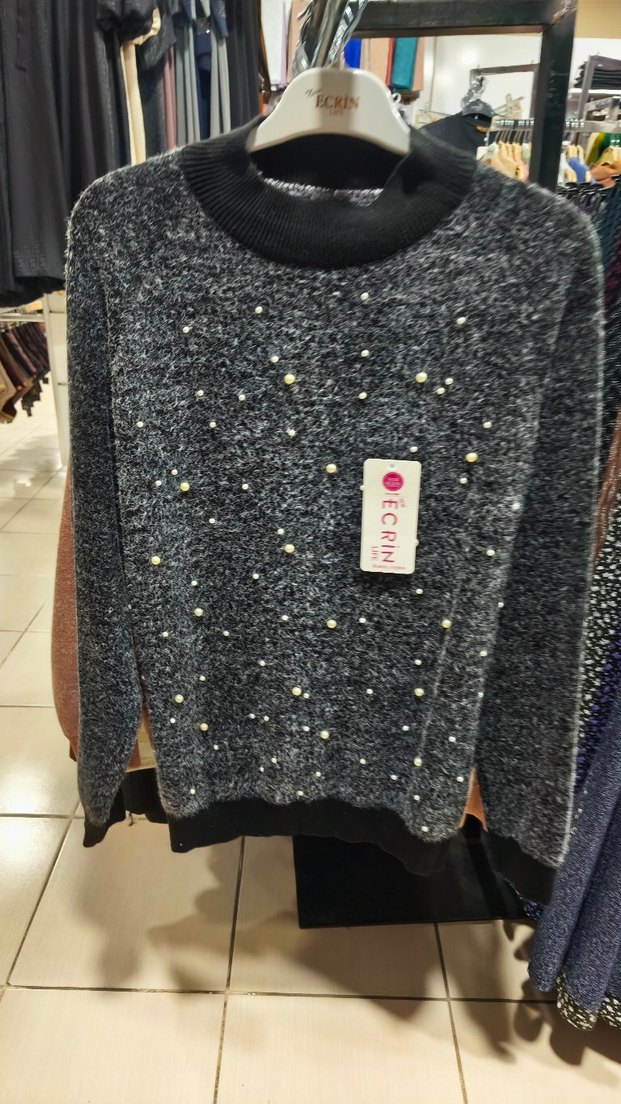 Yeşil Nakışlı Mini Triko Kazak - Görsel 5