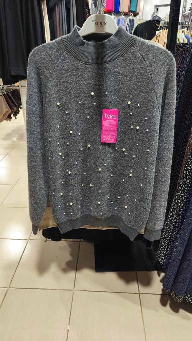 Yeşil Nakışlı Mini Triko Kazak - Görsel 4