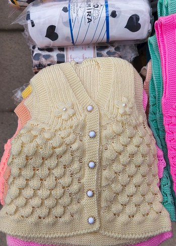 Kızlar için Pembe Örgü Kolsuz Hırka - Görsel 2