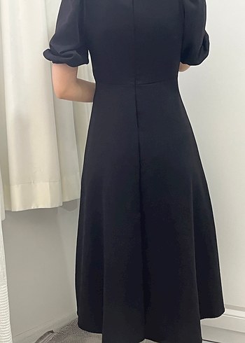 Siyah Midi Goth Ofis Elbisesi - Görsel 2