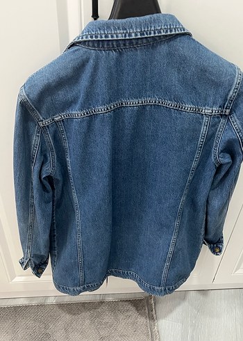 Düğmeli Mavi Kadın Denim Ceket - Görsel 3