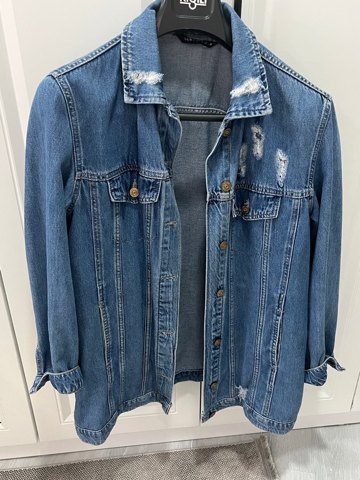 Düğmeli Mavi Kadın Denim Ceket - Görsel 2