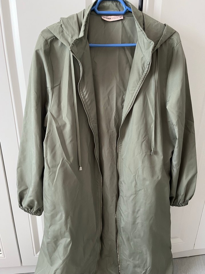 Gri Midi Boy Kadın Yağmurluk - Görsel 3