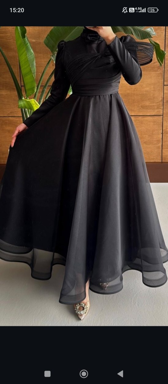 Siyah Uzun Tesettür Abiye Elbise.  Renkleri ve bedenleri mevcutt - Görsel 3