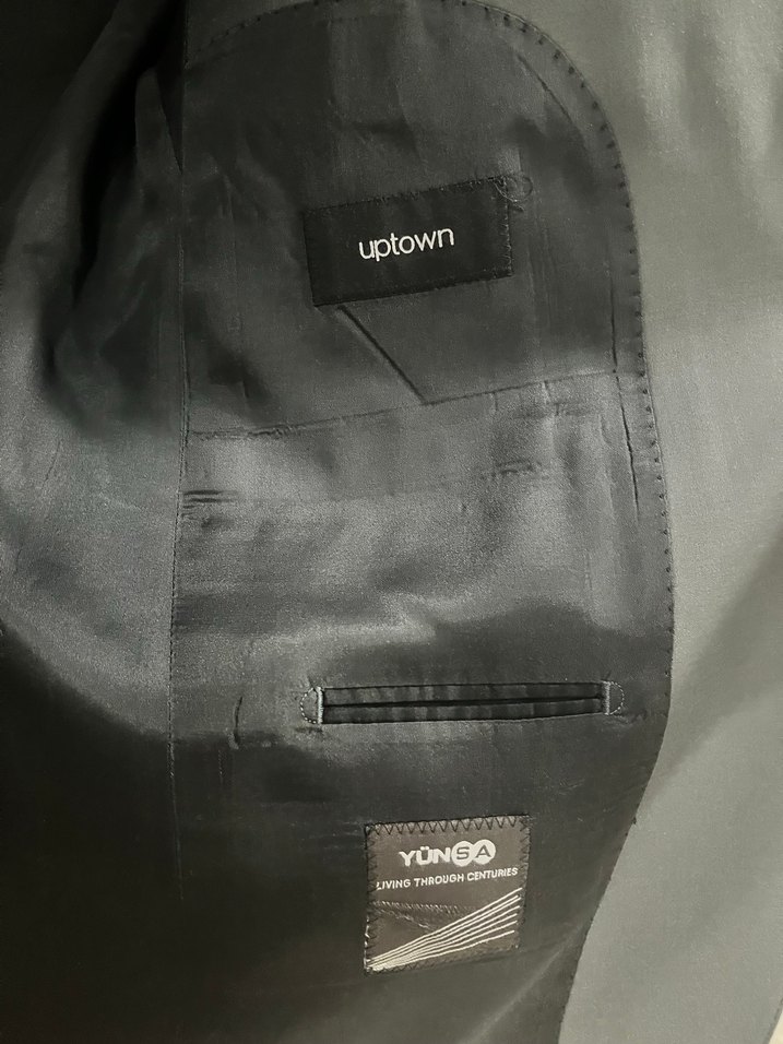 Gri Erkek Takım Elbise Ceket Notch Yaka Ve Pantolon - Görsel 3