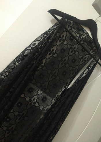 Uzun Siyah Desenli Gotik Kolsuz Yelek - Görsel 2