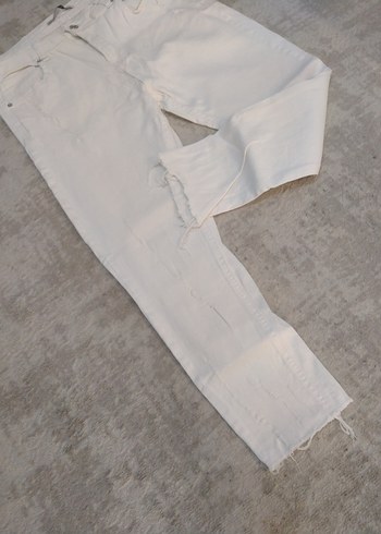 Kadın Beyaz Denim Pantolon - Görsel 4