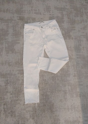 Kadın Beyaz Denim Pantolon - Görsel 6