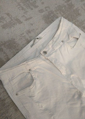 Kadın Beyaz Denim Pantolon - Görsel 5