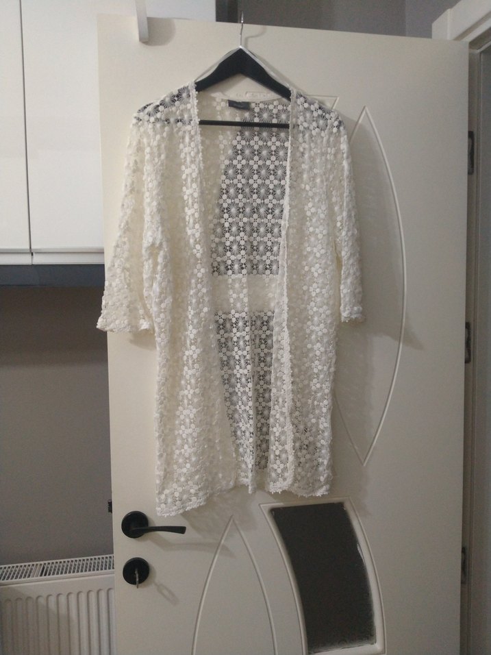 Dantel İşlemeli Beyaz Bohem hırka - Görsel 4