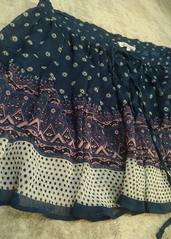 Bohem Çok Renkli Piliseli Mini Etek - Görsel 4