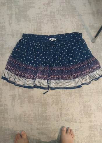 Bohem Çok Renkli Piliseli Mini Etek - Görsel 2