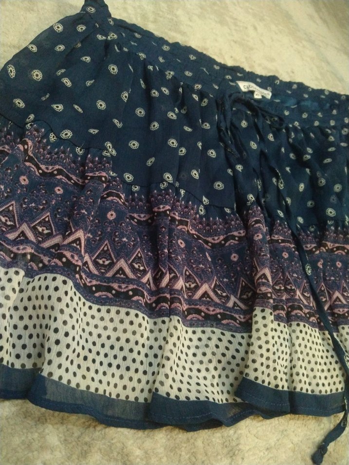 Bohem Çok Renkli Piliseli Mini Etek - Görsel 4