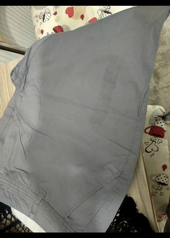 Gri Kadın Mini Pamuklu Kumaş Chino Pantolon - Görsel 4