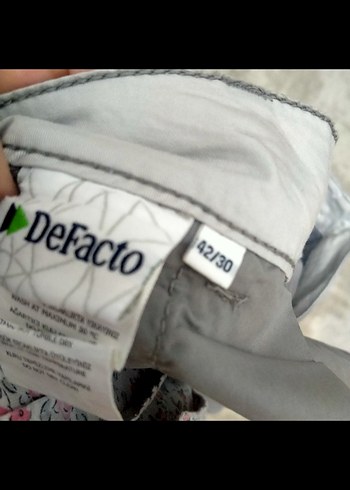 Gri Kadın Mini Pamuklu Kumaş Chino Pantolon - Görsel 7