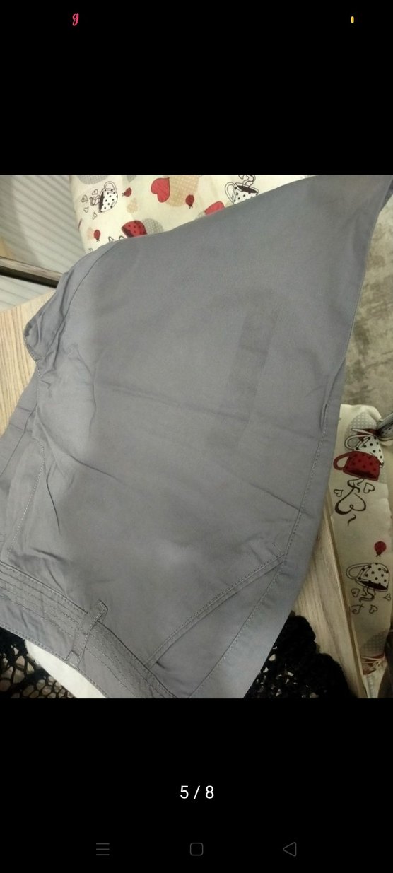 Gri Kadın Mini Pamuklu Kumaş Chino Pantolon - Görsel 4