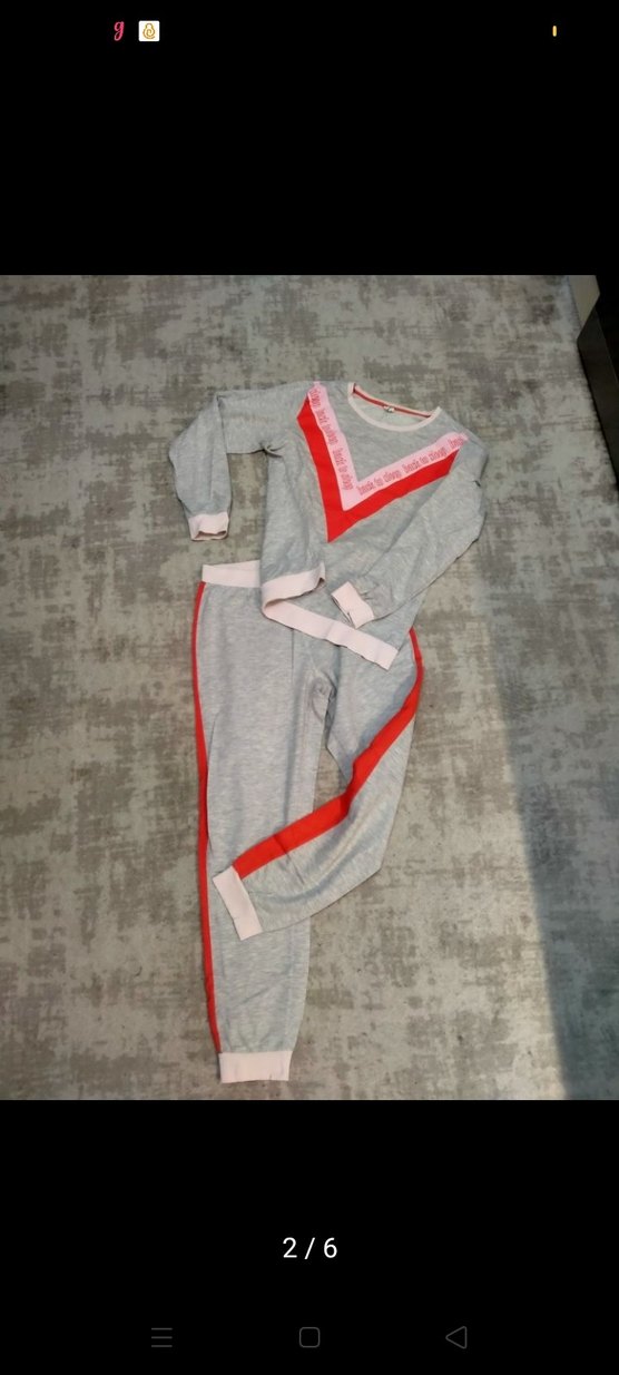 Gri Nakışlı Uzun Kollu Rahat Kadın Pijama Takımı - Görsel 2