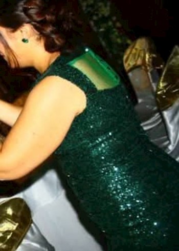 Yeşil Drapeli Uzun Abiye Elbise - Görsel 8