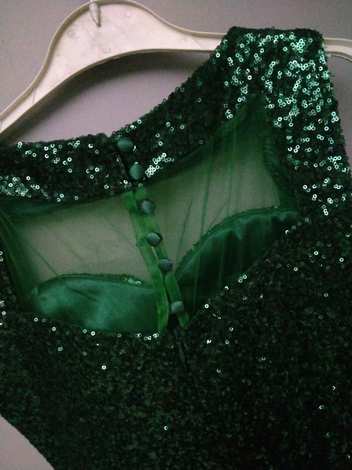 Yeşil Drapeli Uzun Abiye Elbise - Görsel 5