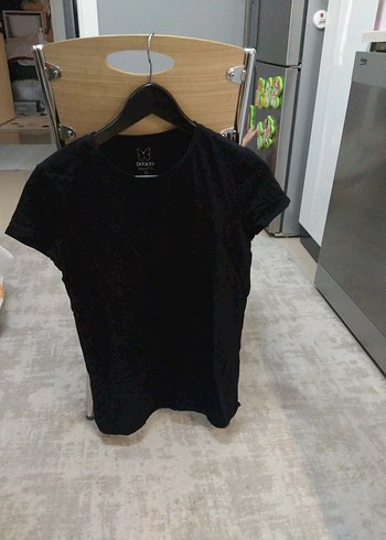 Siyah Pamuklu basic Tişört, Kısa Kollu - Görsel 2