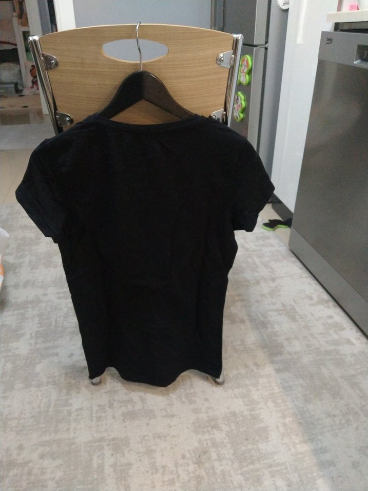 Siyah Pamuklu basic Tişört, Kısa Kollu - Görsel 3