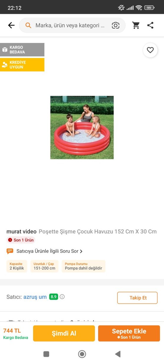 kırmızı Şişme Çocuk Havuzu - Görsel 2