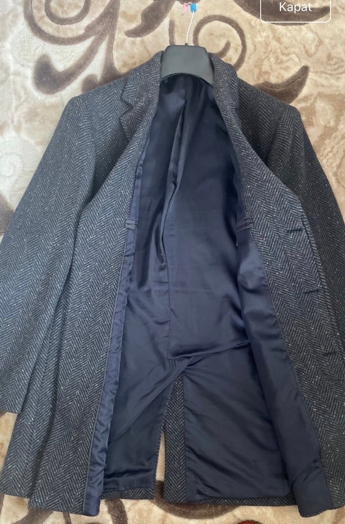 Düğmeli Gri Erkek Midi Yün Kaban - Görsel 2