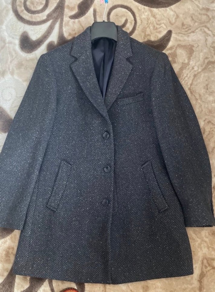 Düğmeli Gri Erkek Midi Yün Kaban - Görsel 3