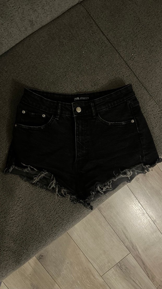 siyah denim mini şort zara - Görsel 3