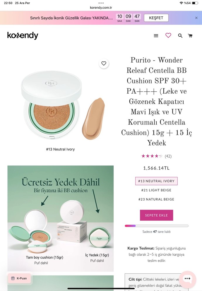 Purito wonder releaf centella bb cushion - Görsel 2