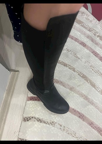 Kadın Siyah Dalgıç kumaş dizaltı çizme - Görsel 4