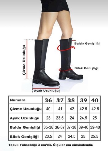 Kadın Siyah Dalgıç kumaş dizaltı çizme - Görsel 2