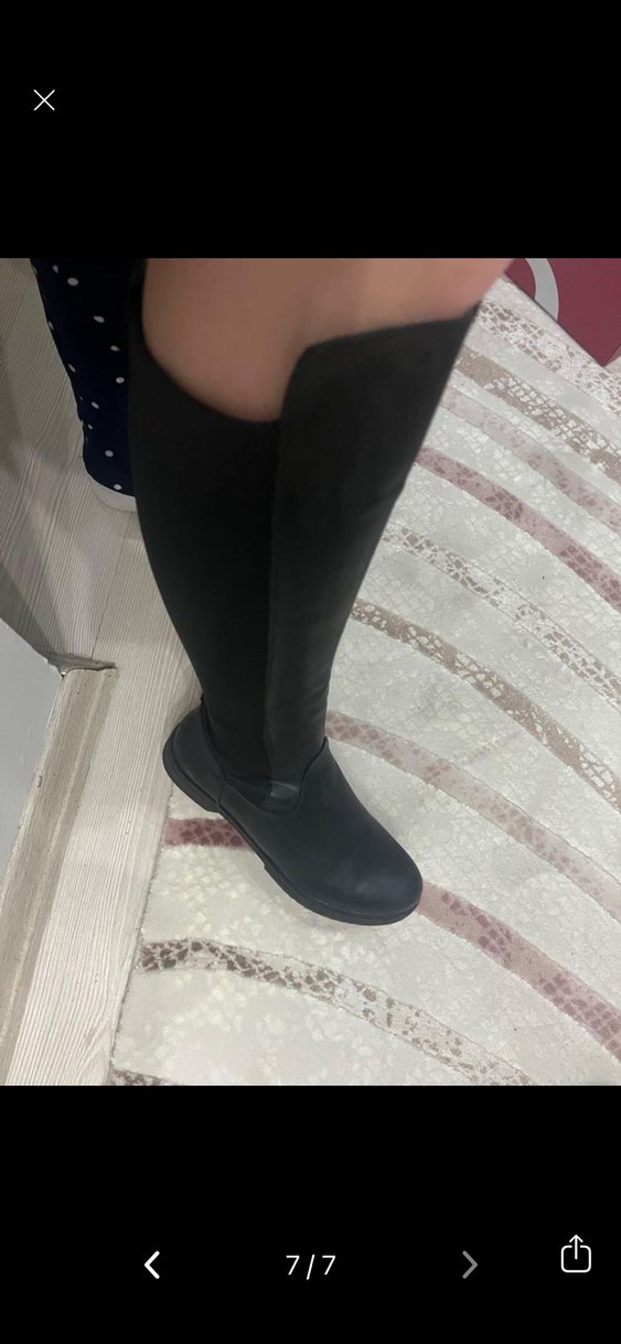 Kadın Siyah Dalgıç kumaş dizaltı çizme - Görsel 4