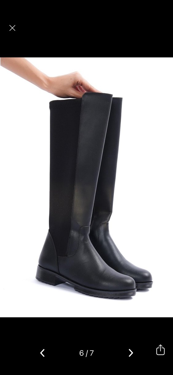 Kadın Siyah Dalgıç kumaş dizaltı çizme - Görsel 3