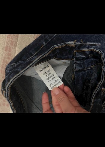 Kadın Koyu Mavi mom jean - Görsel 3