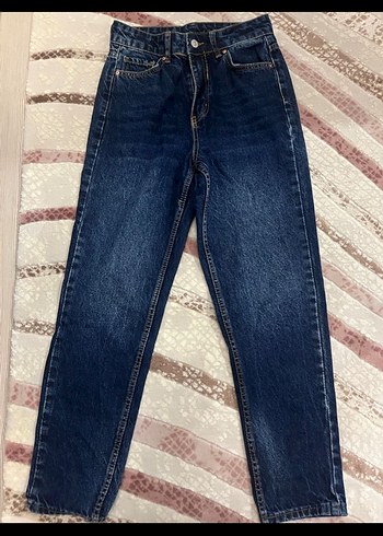 Kadın Koyu Mavi mom jean - Görsel 2