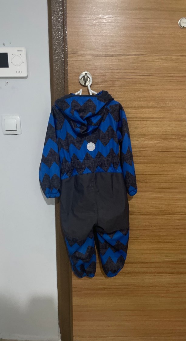 Erkek Bebek Mavi Bağlama Desenli Tulum - Görsel 3